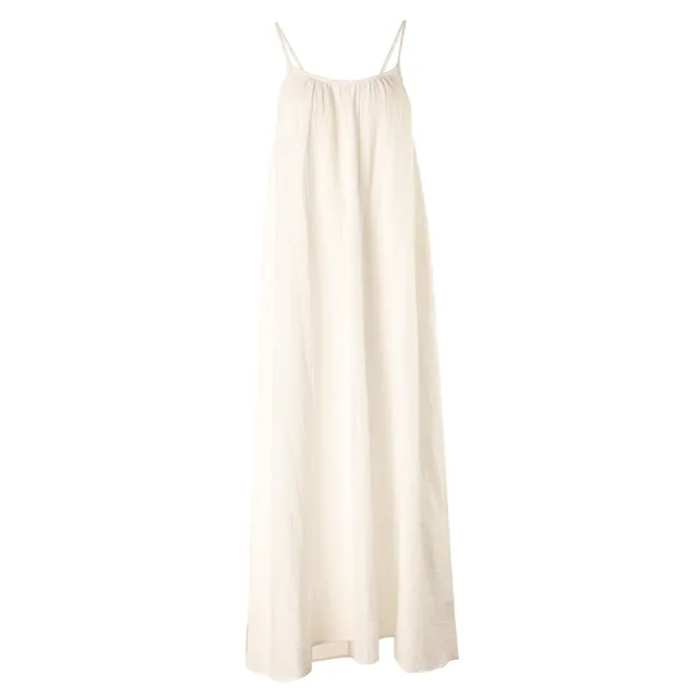Stokomani Mode robe gaze de coton beige femme fluide