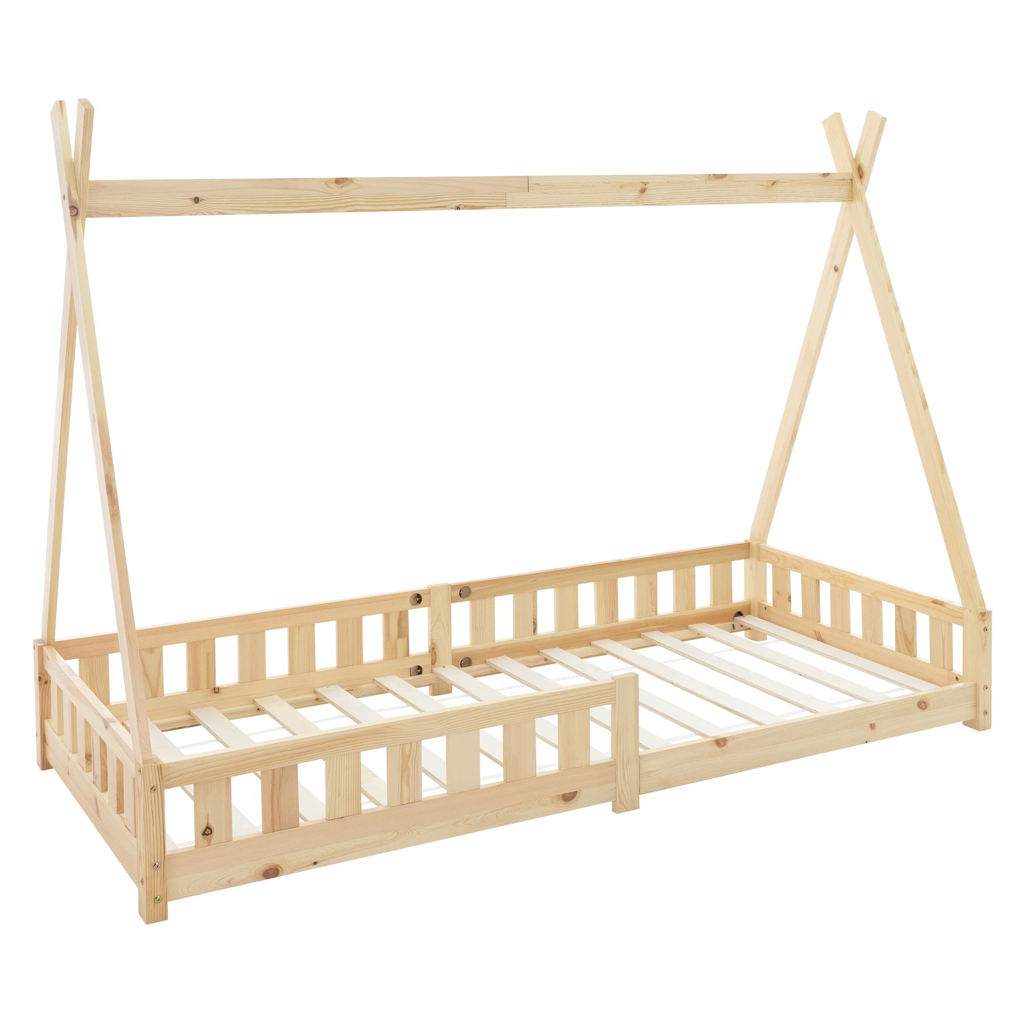 ECD Germany Kinder Lit Tipi 90x200 cm Pin avec Sommier