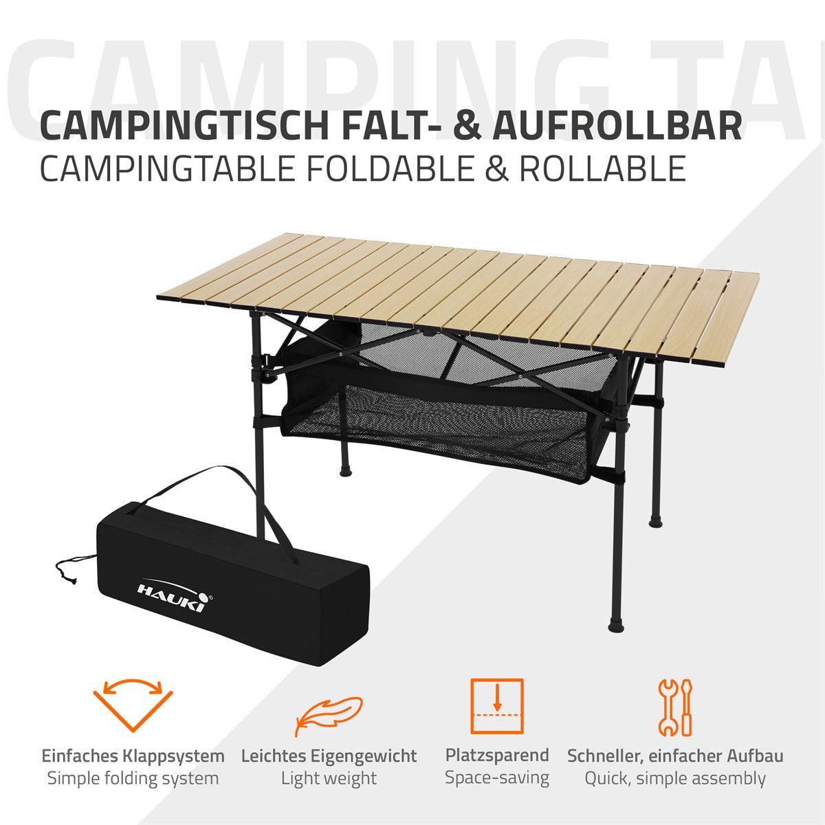 ECD Germany Hauki Table de camping pliante beige alu 118x55x64,5cm