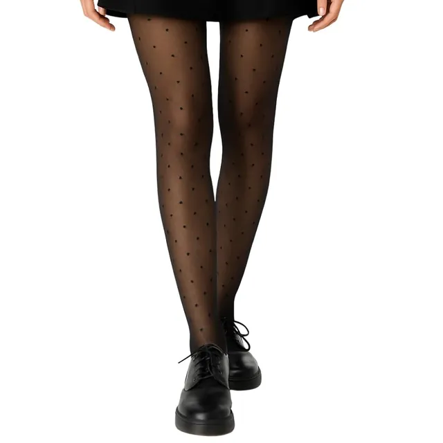 Shop-Story Collants Thermiques Polaire Pois Noir 34-40