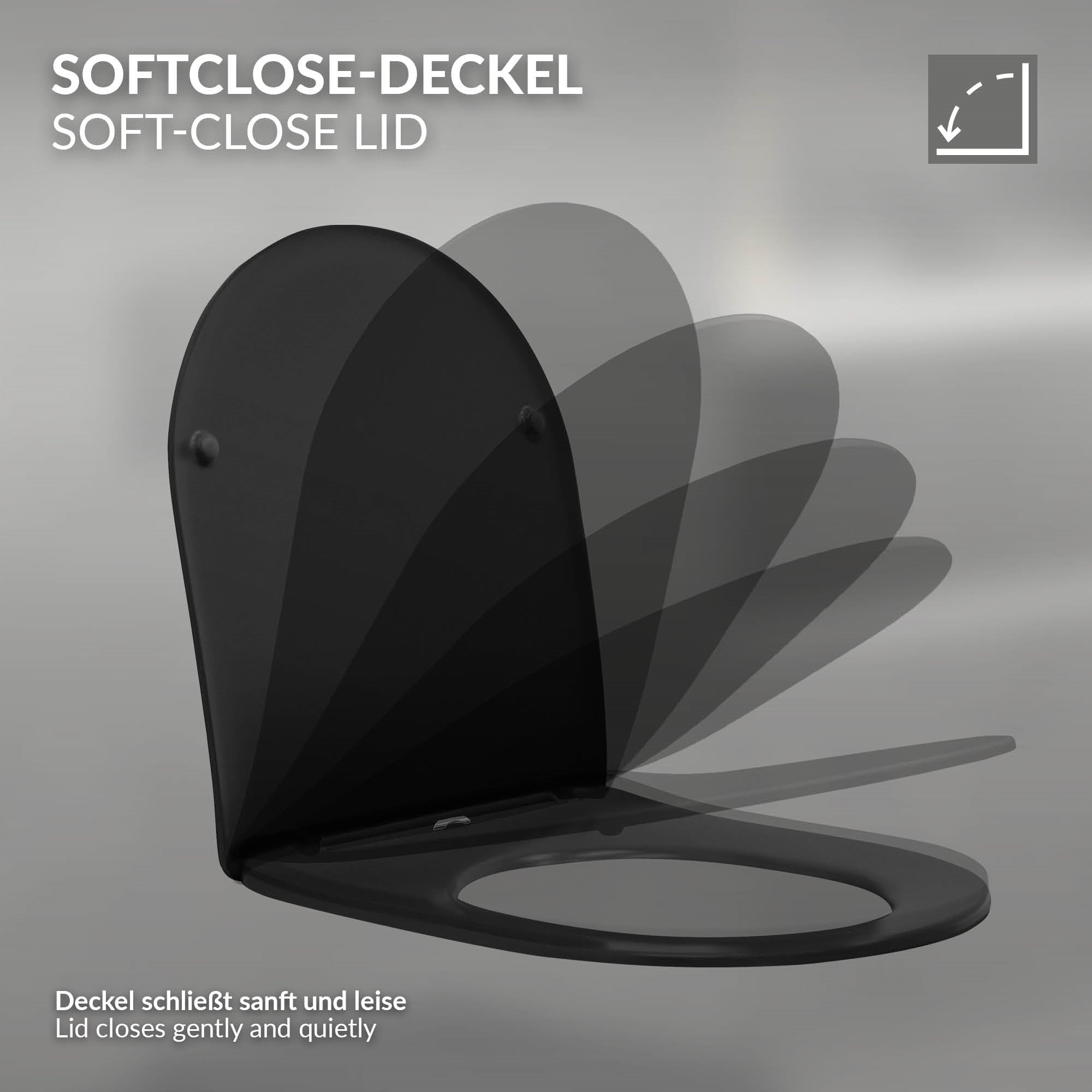 ECD Germany Sanitär WC Suspendu 49 cm Noir Mat Céramique