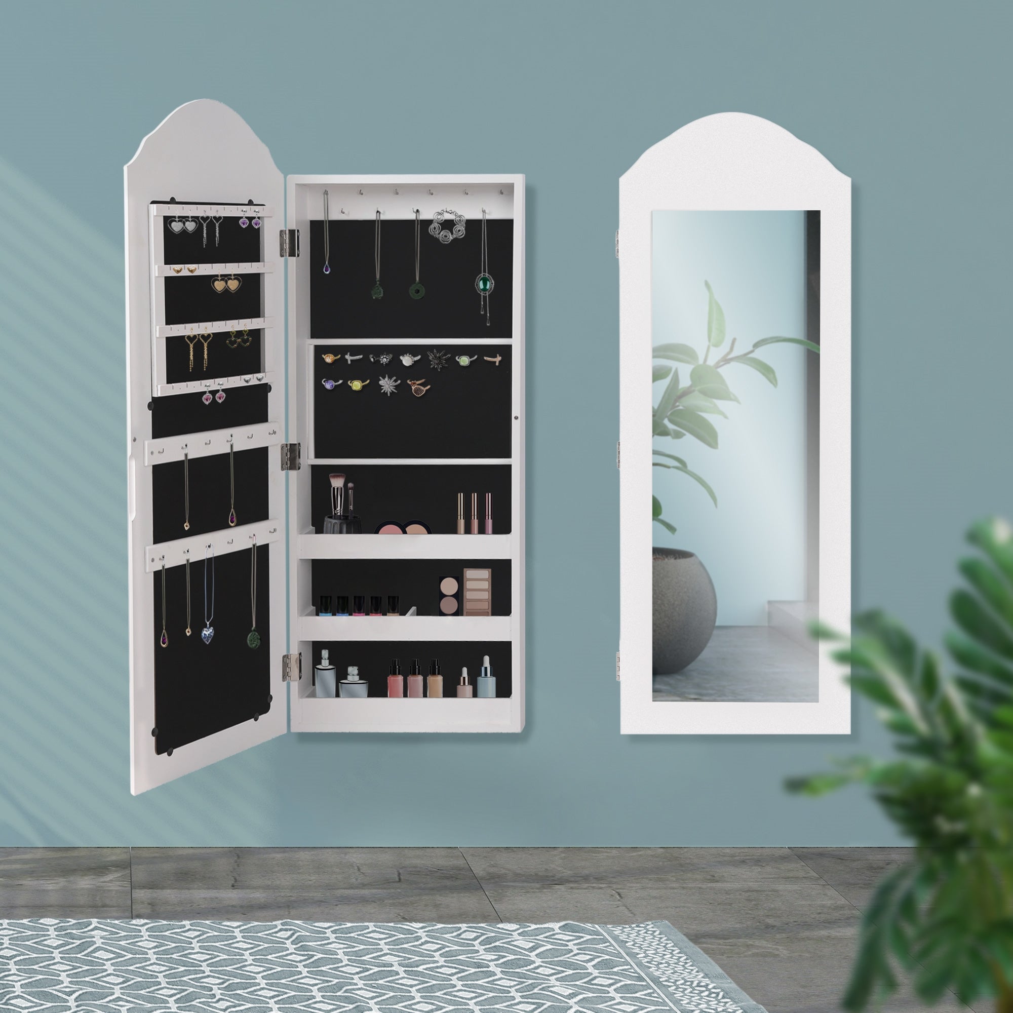 ML-Design Möbel armoire à bijoux miroir blanc 95x35x9 cm