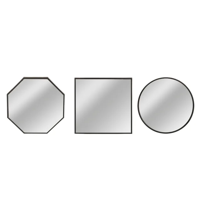 Stokomani Maison Set 3 miroirs noirs 25x25 cm déco