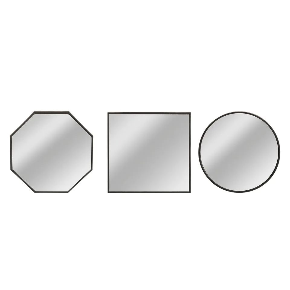 Stokomani Maison Set 3 miroirs noirs 25x25 cm déco