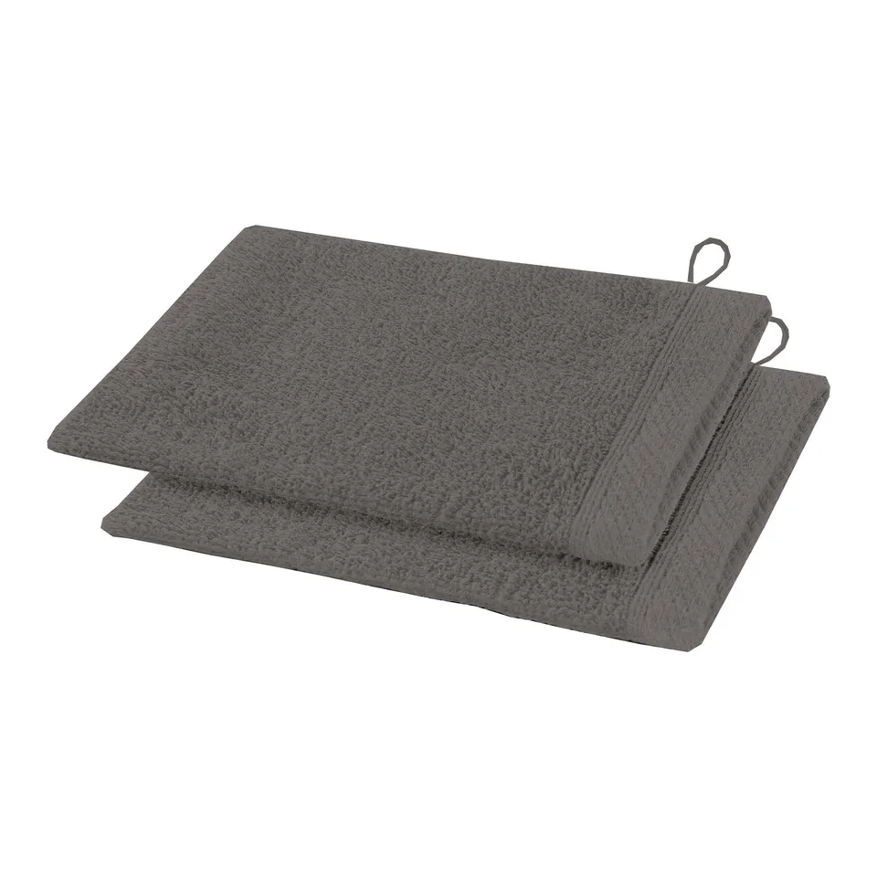 Stokomani Maison 2 gants de toilette gris coton