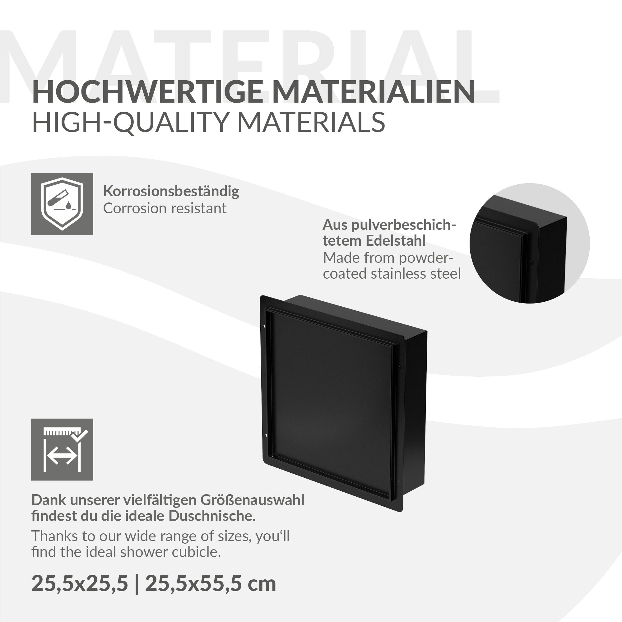 ECD Germany Sanitär niche de douche noire inox porte carrelable
