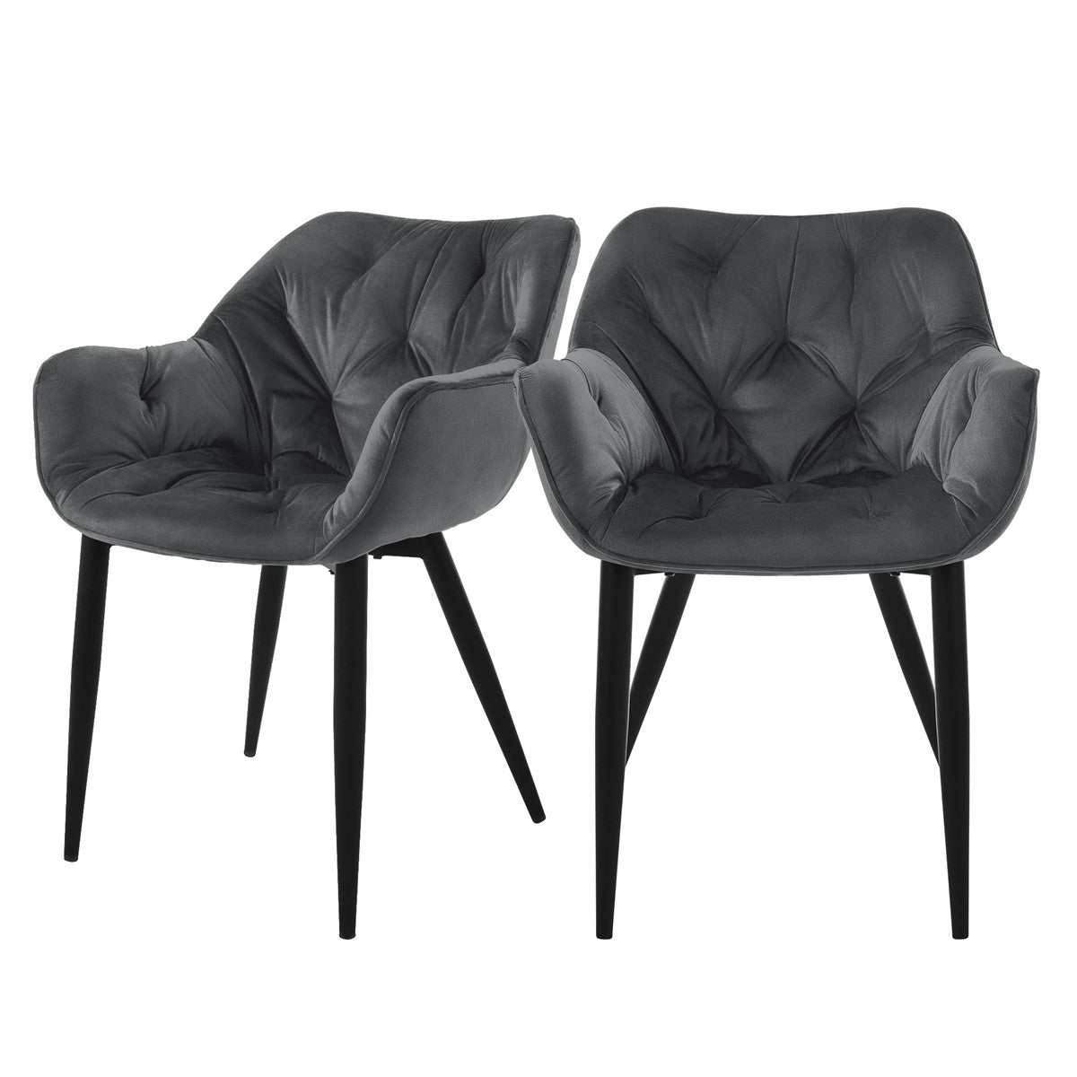 ECD Germany Möbel lot 2 chaises salle à manger velours bleu