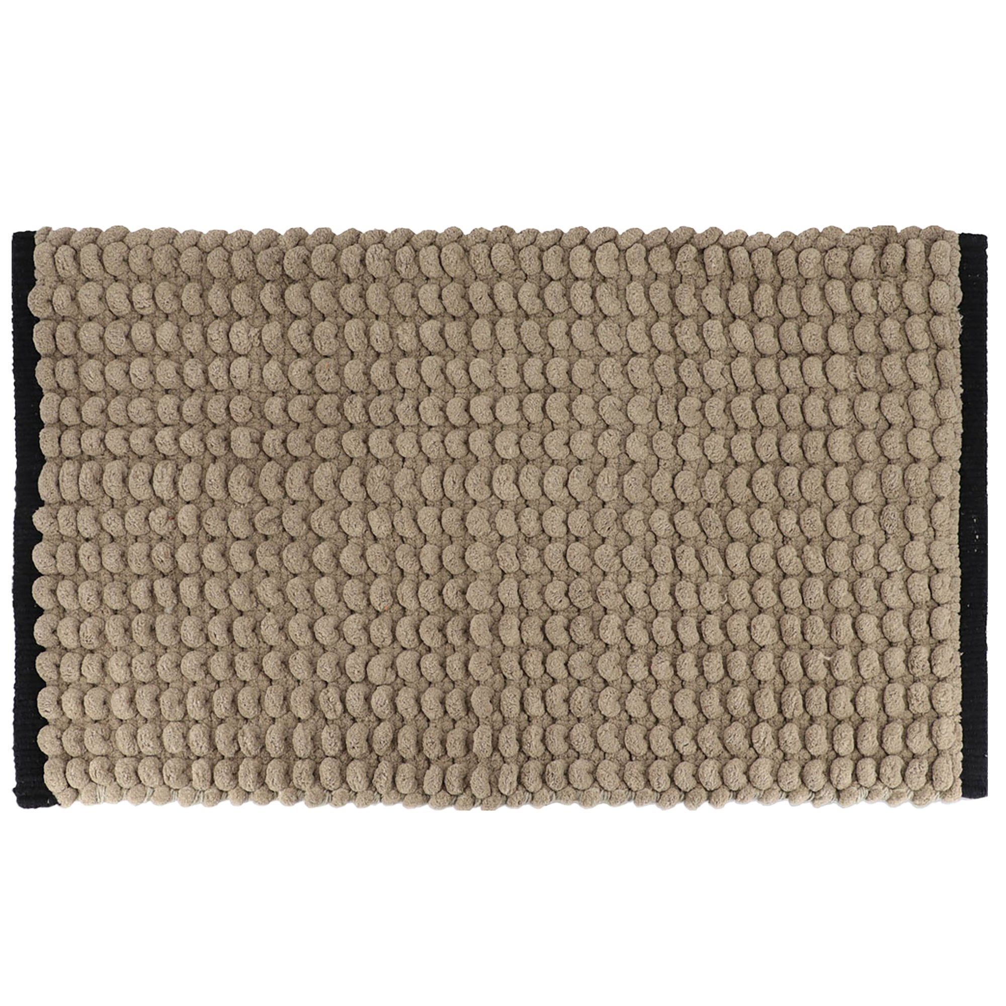 Stokomani Maison Tapis salle de bain beige noir 45x75cm