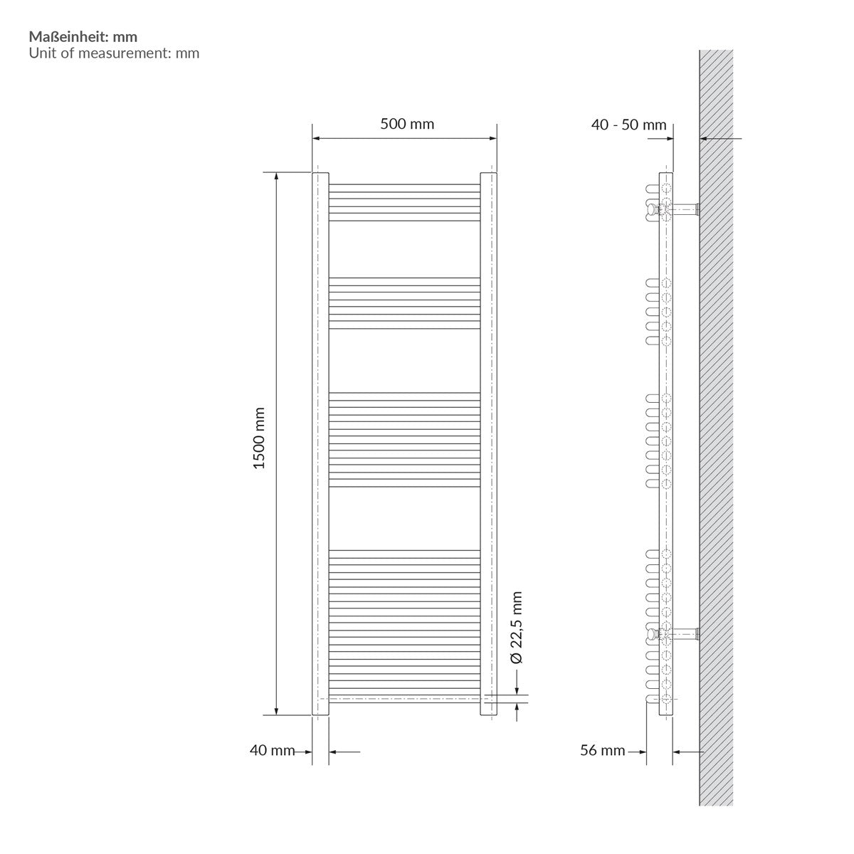 ECD Sahara sèche-serviettes électrique 600W beige 500x1500