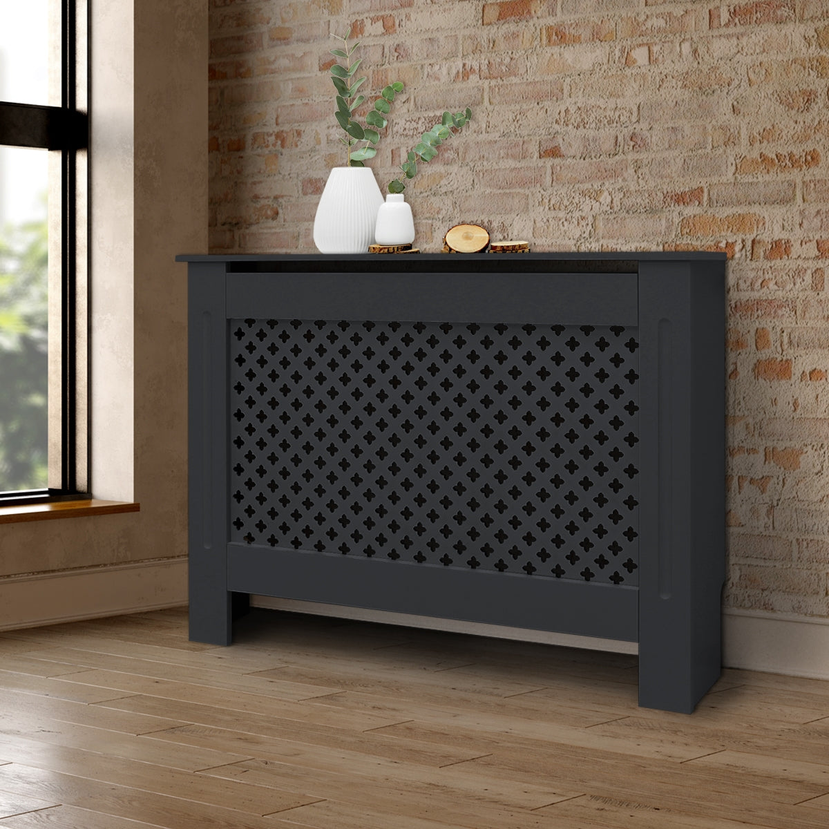 ECD Germany Heizungen Cache radiateur anthracite 112 cm MDF