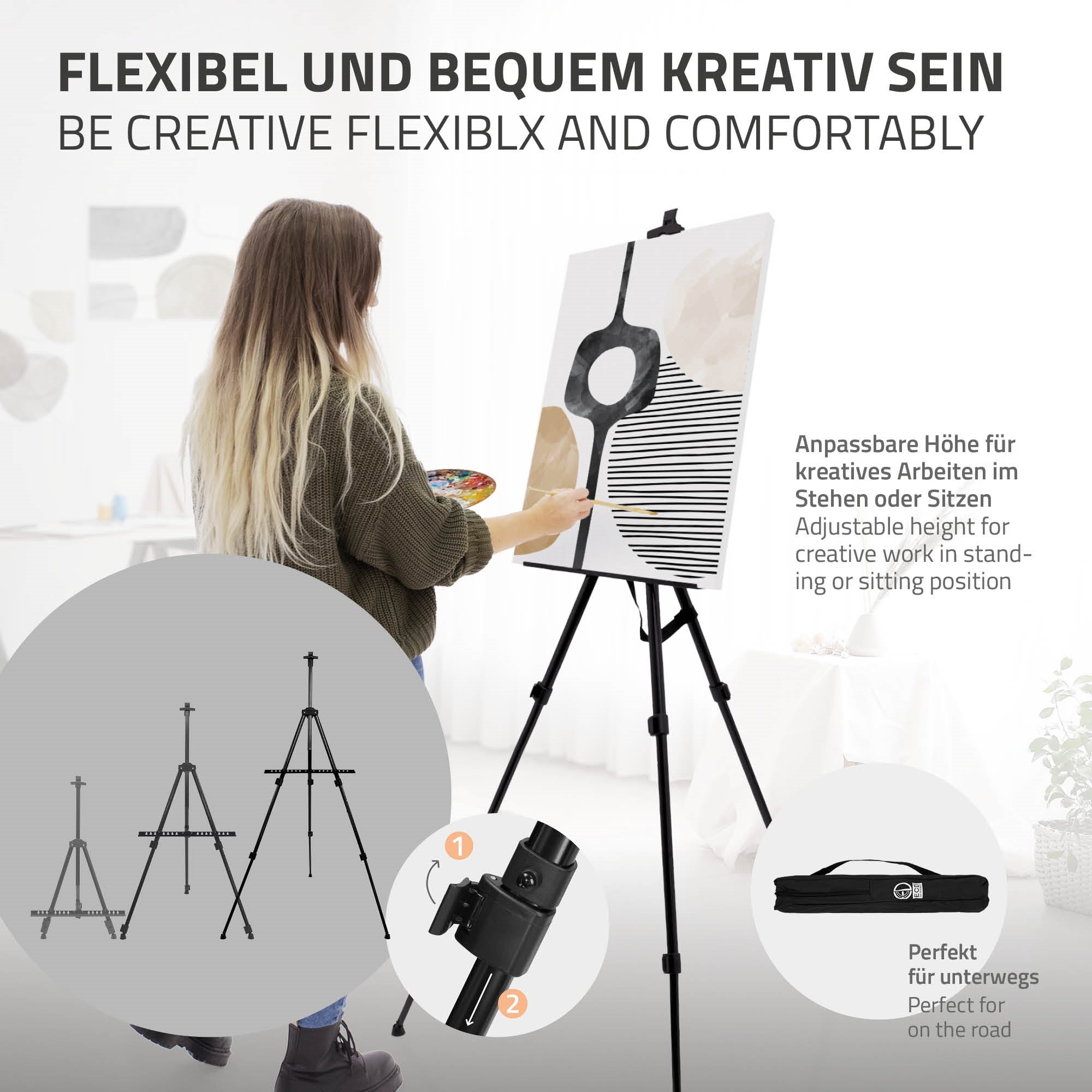 ECD Kinder chevalet 156 cm + kit peinture 140 pièces