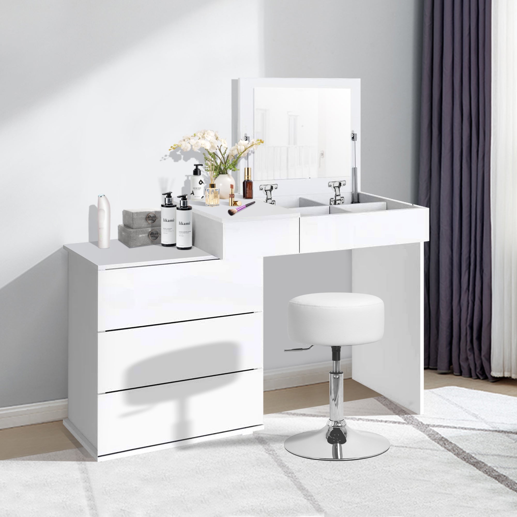 ECD Germany Möbel tabouret de bar blanc Ø33 cm réglable