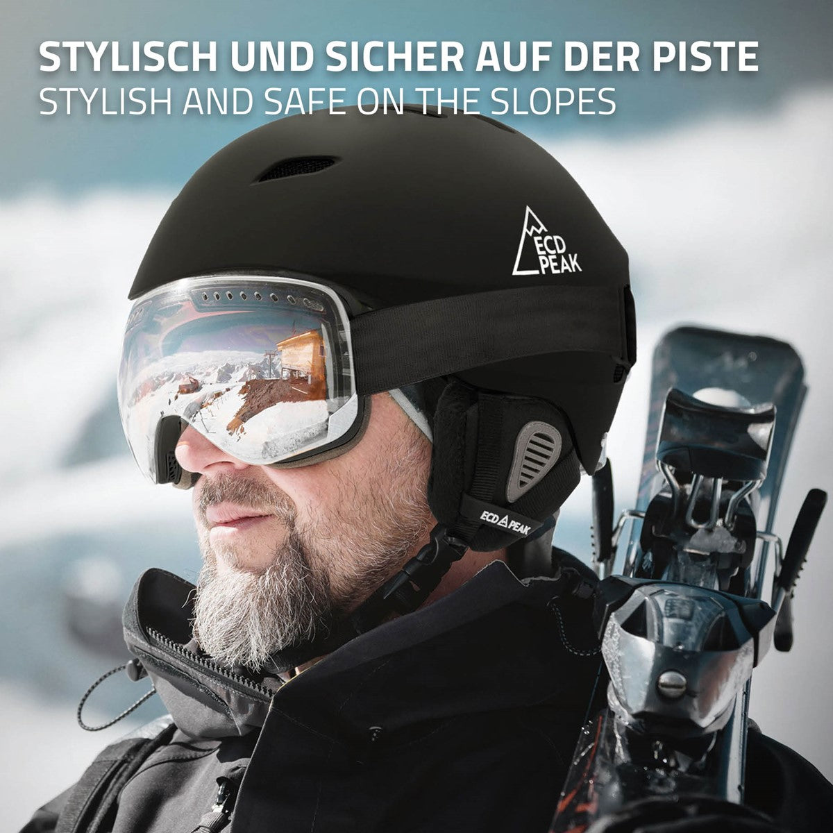 ECD Germany Sport casque ski L 58-61 cm noir ventilé