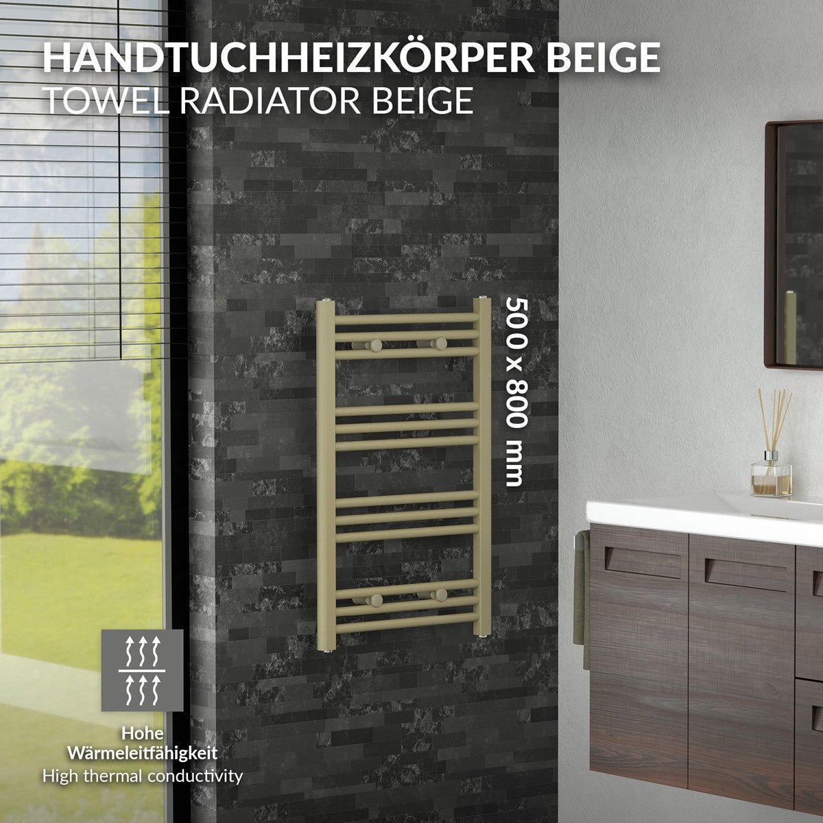 LuxeBath Sahara sèche-serviettes beige 500x800 mm acier