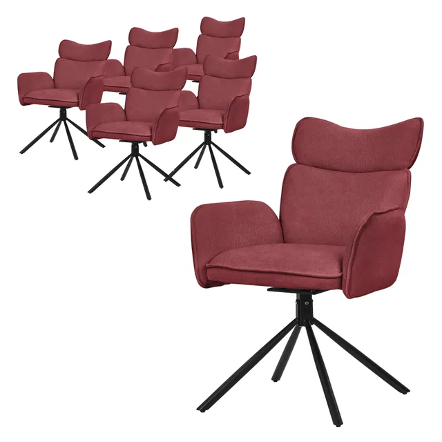 ECD Germany chaise salle à manger rouge pivotante lot 6