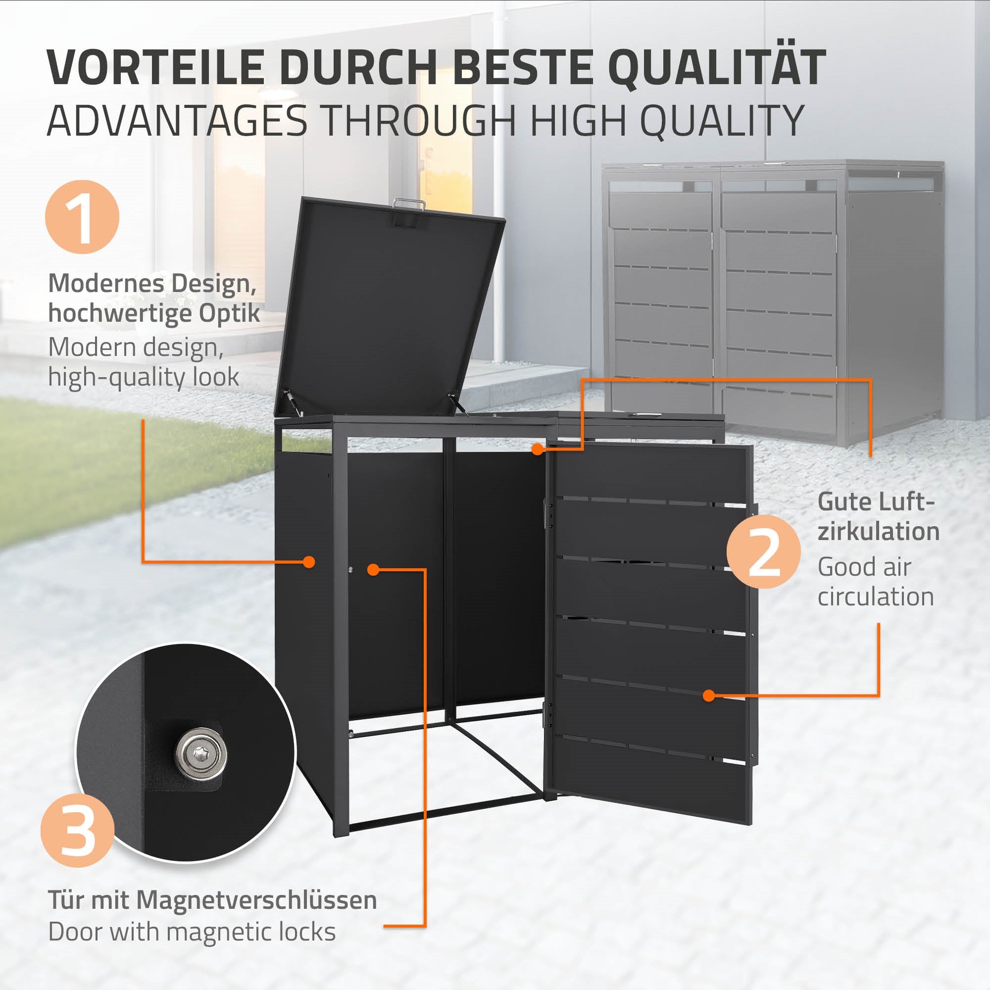 ECD Germany cache poubelle double 240L anthracite acier