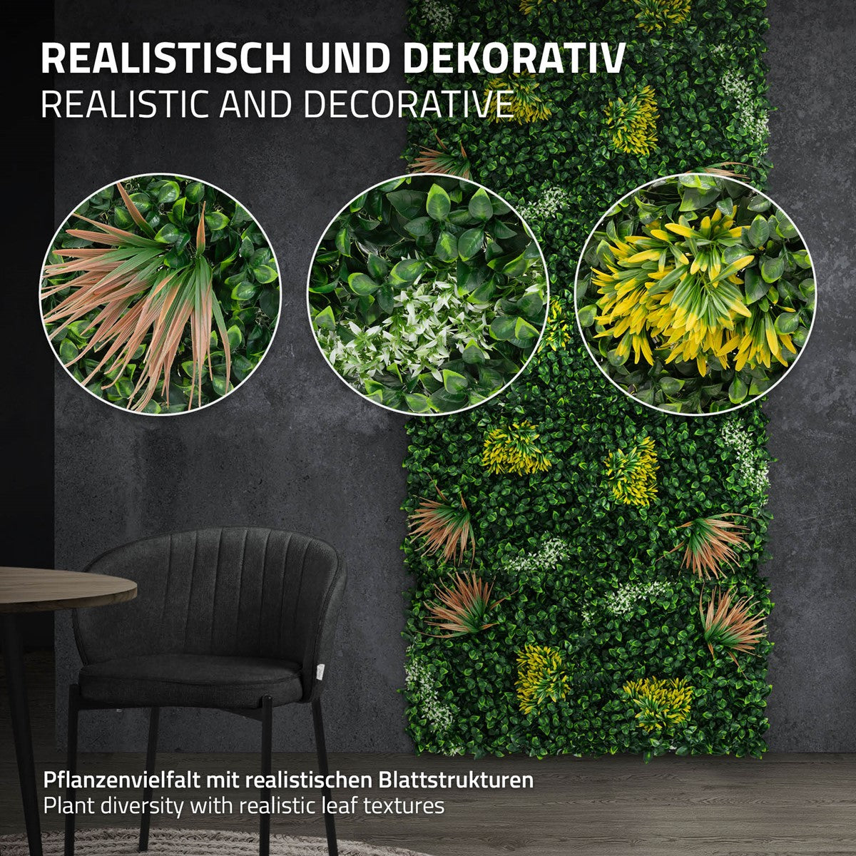 ECD Germany Copper Leaf mur végétal 50x50 cm lot de 4
