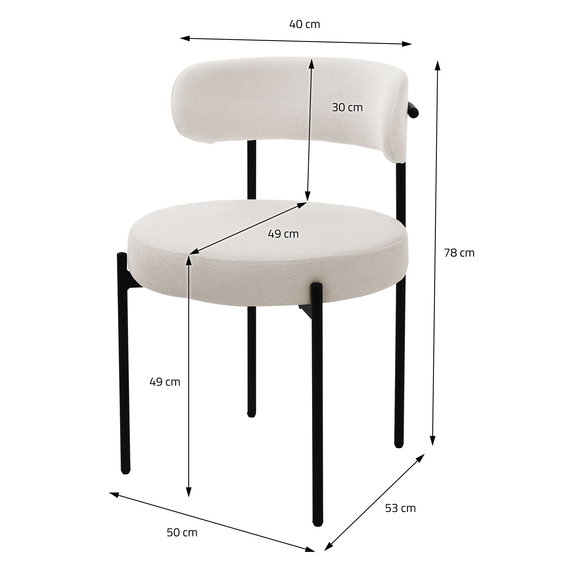 ECD Germany Möbel chaise bouclé blanc lot 6 tissu teddy