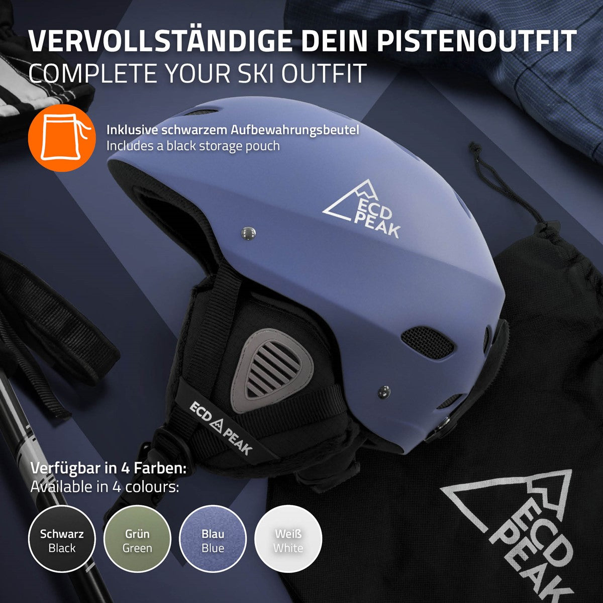 ECD Germany Sport casque ski bleu M 55-58 cm ventilé