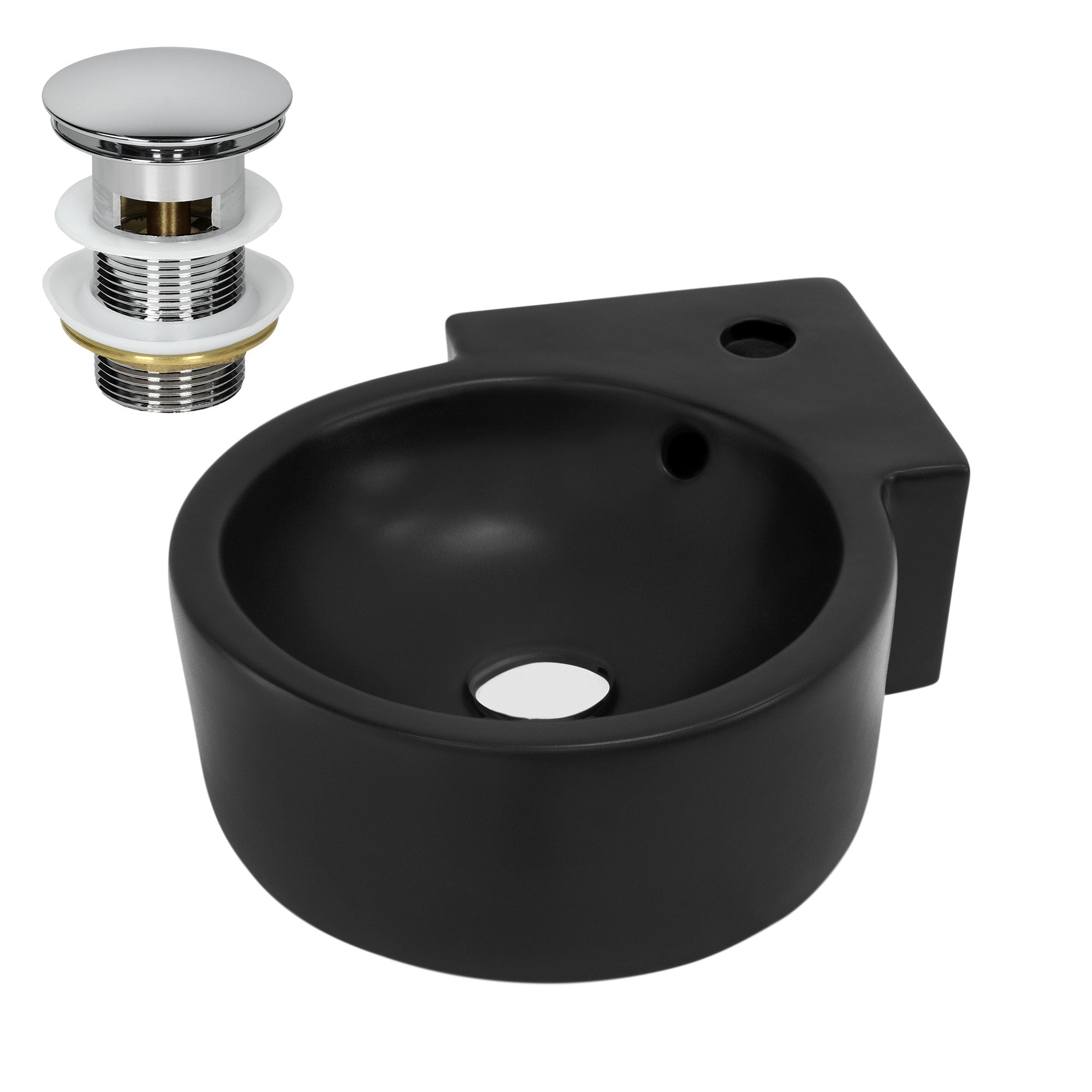 ECD Germany Sanitaire vasque céramique noire 45x36 cm + bonde