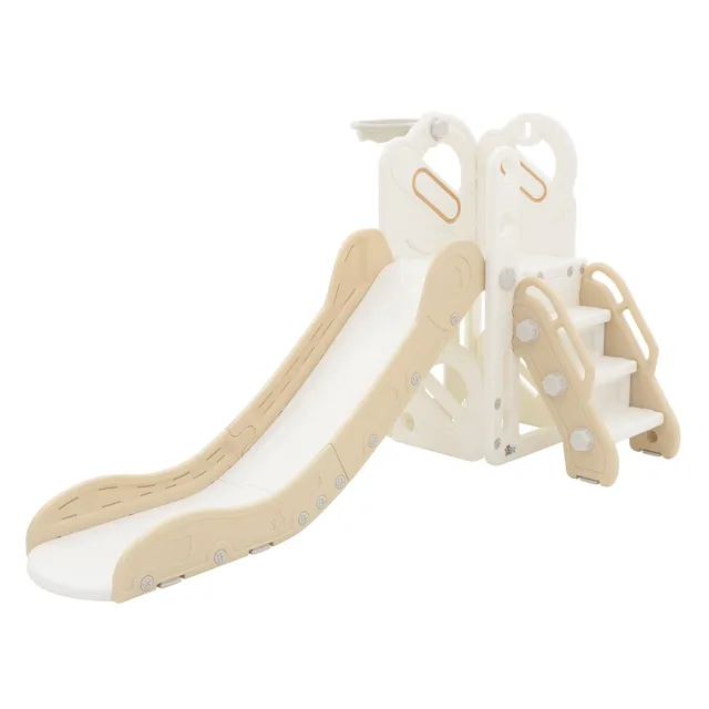 ECD Germany Kinder tour de jeux 3en1 beige toboggan + panier basket