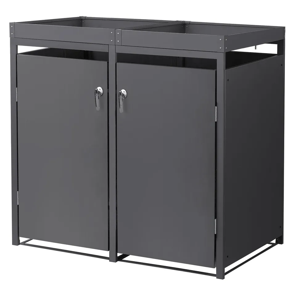 ECD Germany cache-poubelle acier anthracite 2x240L 132x80x124