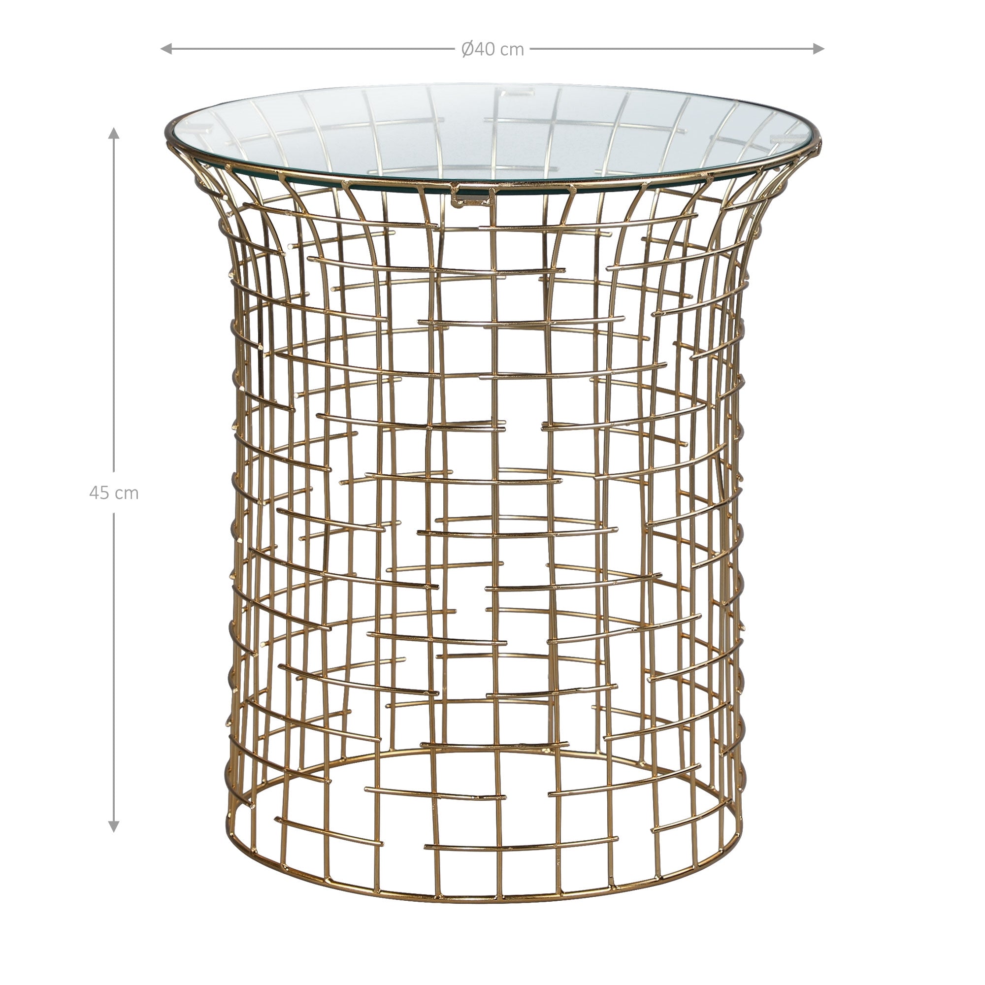 ECD Germany WOMO-Design table d’appoint noir doré 40x40x45 cm