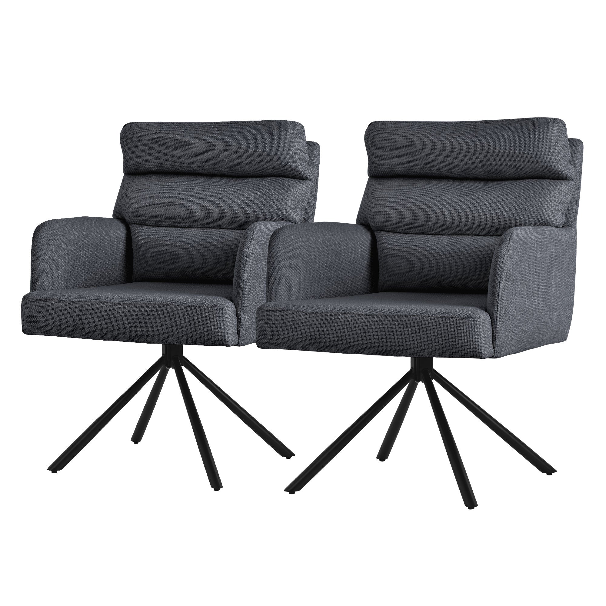 ECD Germany Möbel Chaise salle à manger tissu anthracite lot 1 pivotante