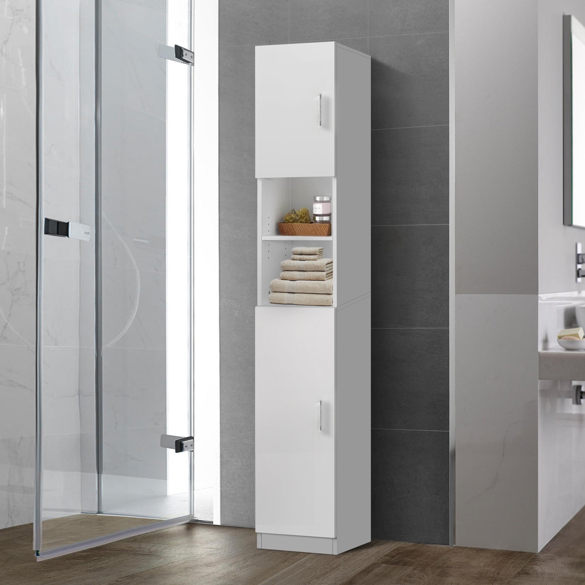 ECD Germany Möbel ensemble salle de bain 4 pièces blanc bois moderne