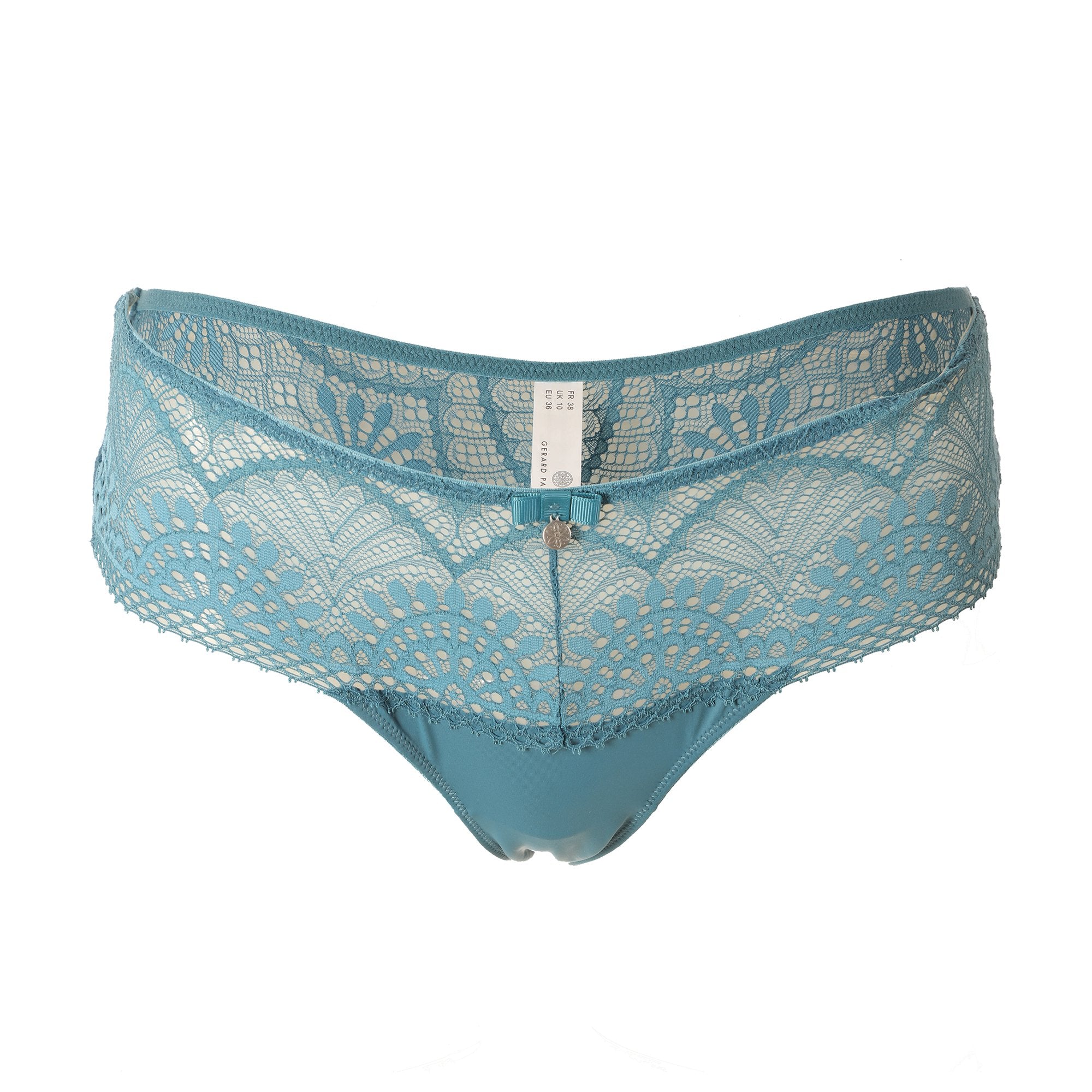 Shorty en dentelle bleu canard femme