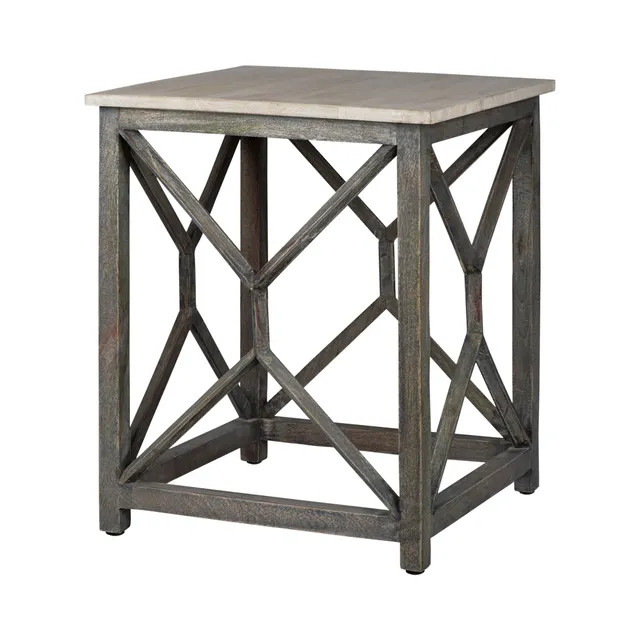 ECD Germany Möbel bout de canapé manguier gris Ø45x55 cm WOMO