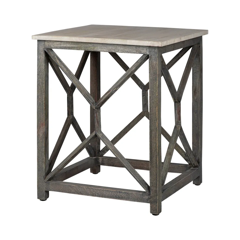 ECD Germany Möbel bout de canapé manguier gris Ø45x55 cm WOMO