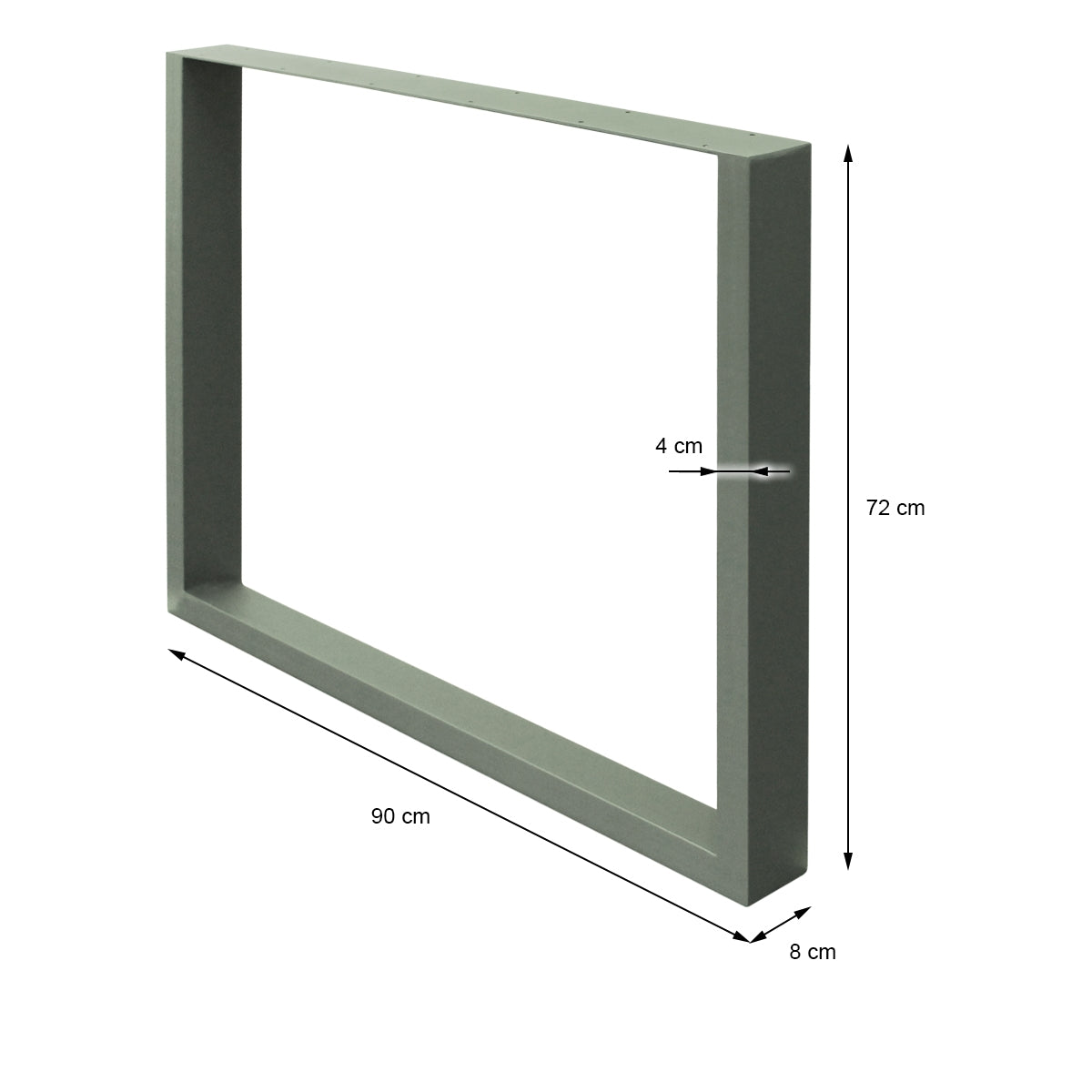 ECD Germany Möbel pied de table acier gris 90x72 lot 2