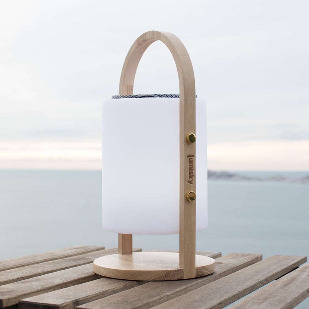 Red Deco Woody Play H37cm lampe sans fil enceinte bois