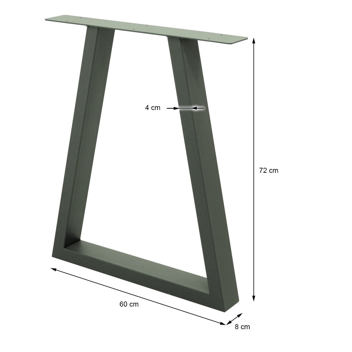 ECD Germany Möbel Trapez 60x72 pieds de table gris pierre lot de 2