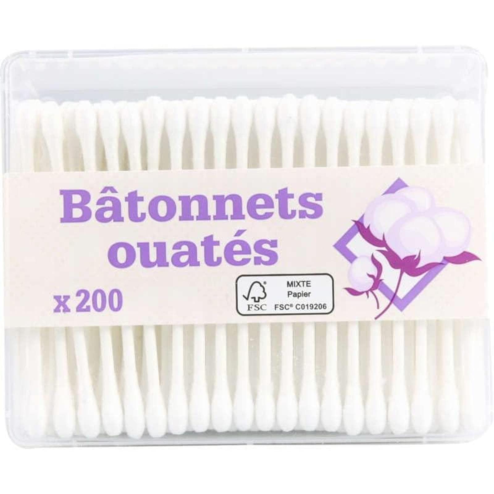 Leader Price bâtonnets ouatés coton-tiges 200 tiges
