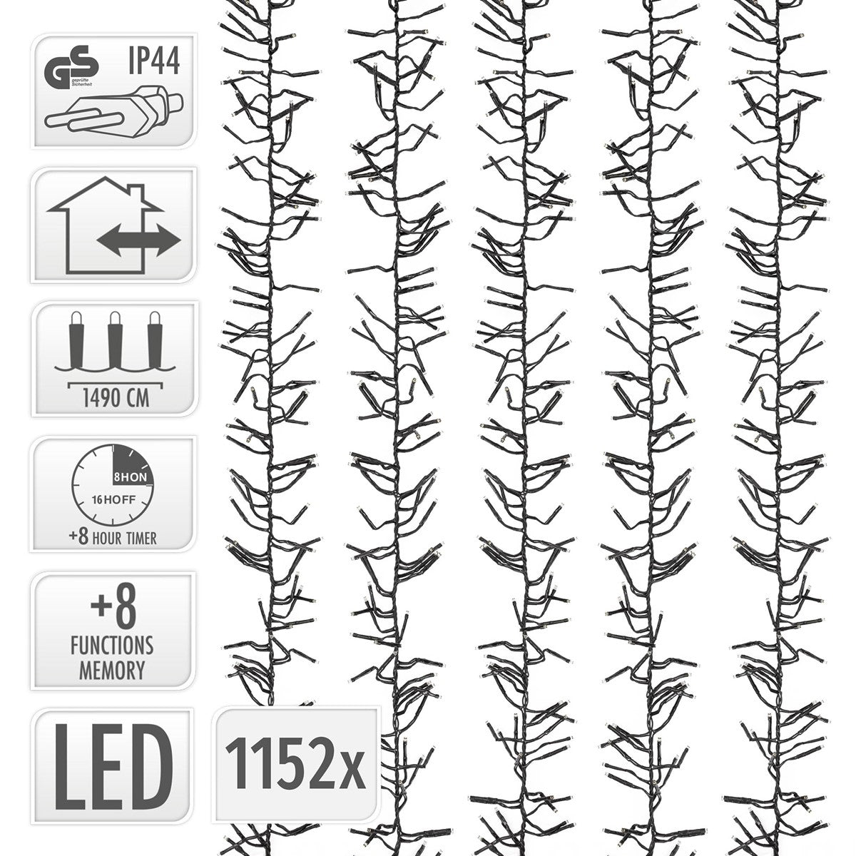 ECD Germany guirlande LED 14,9 m blanc chaud 1152 LED extérieur