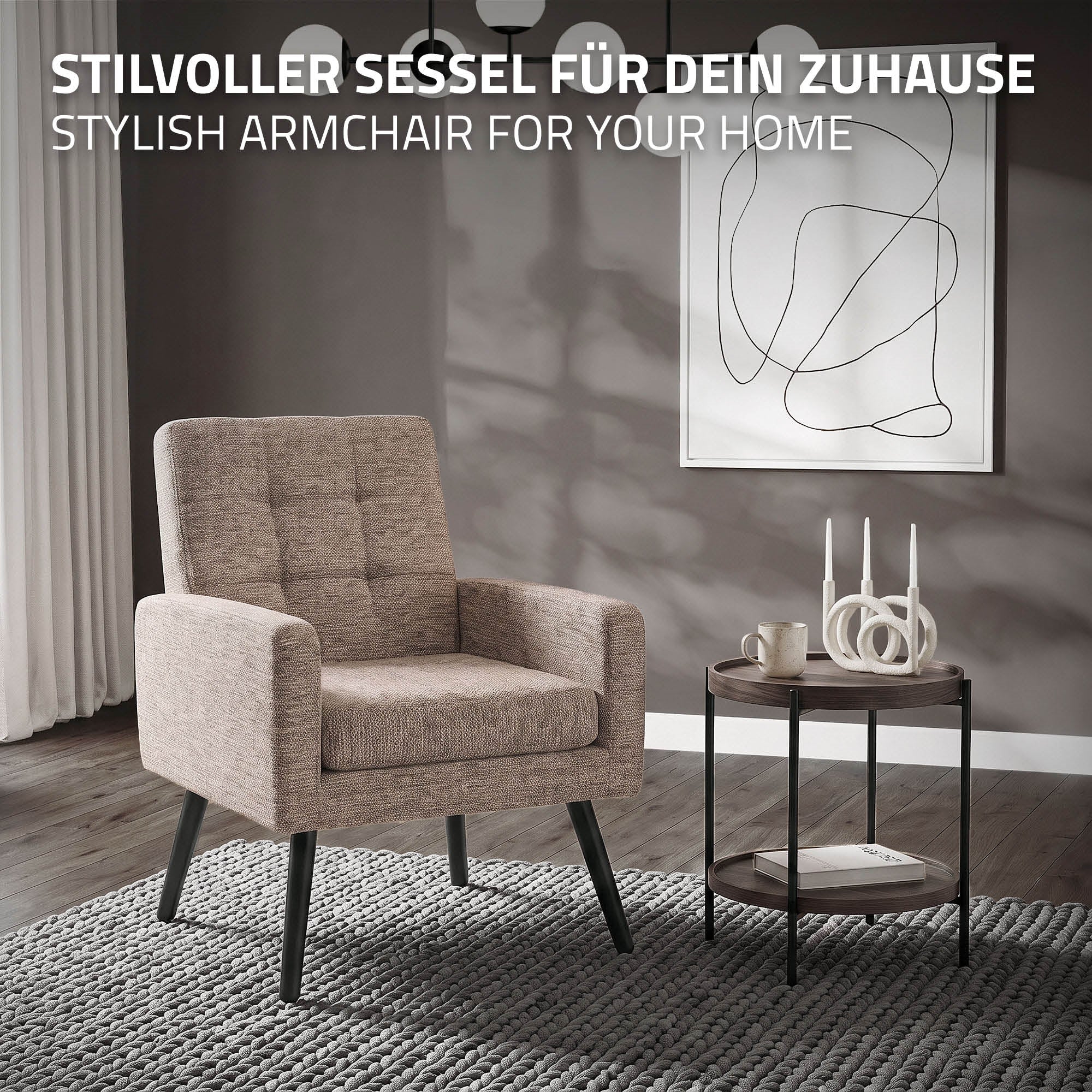 ECD Germany Möbel fauteuil marron tissu 66,5x80x63,5 cm acier