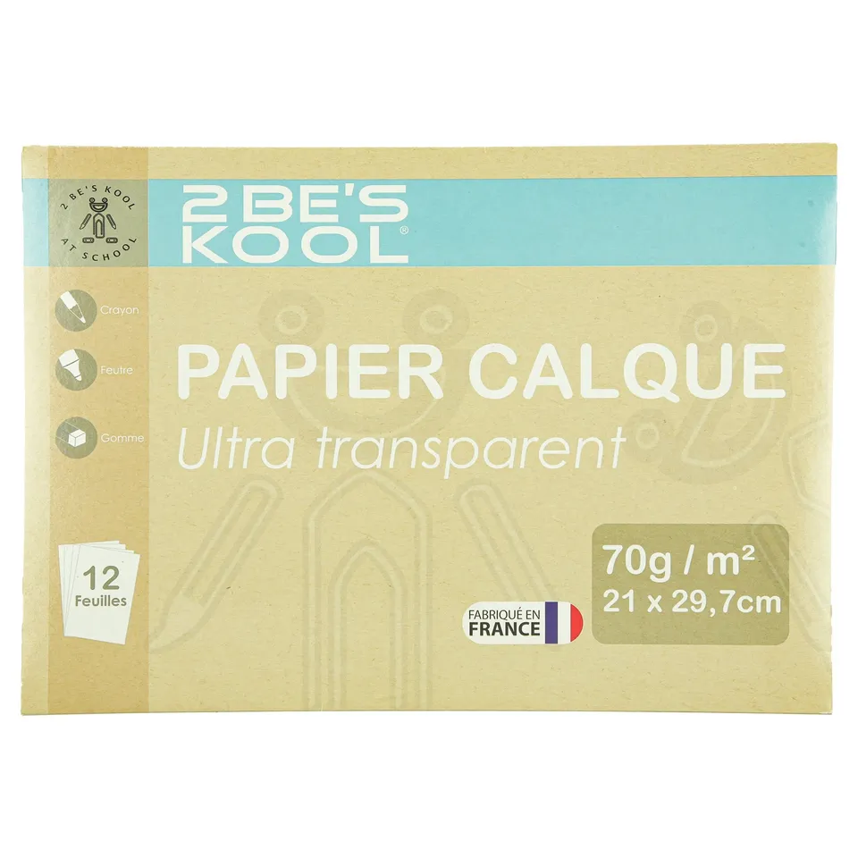 Papier calque A4 transparent pochette 12 feuilles