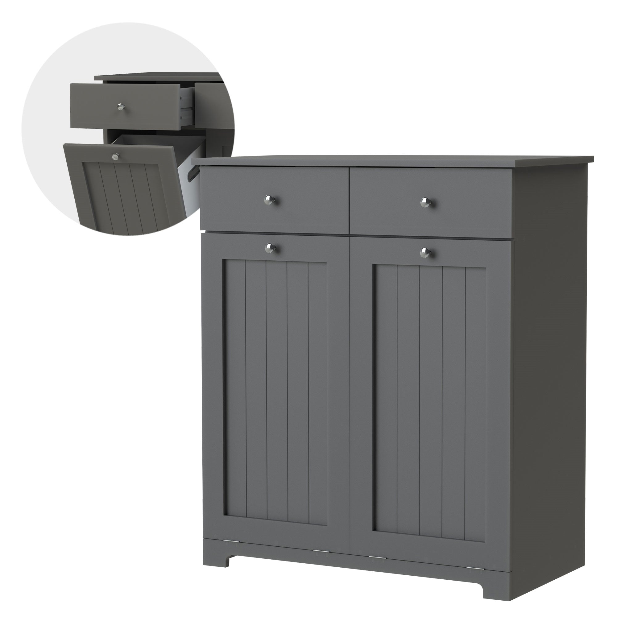 ECD Germany Möbel armoire à linge grise 75x37x90 cm 2 paniers