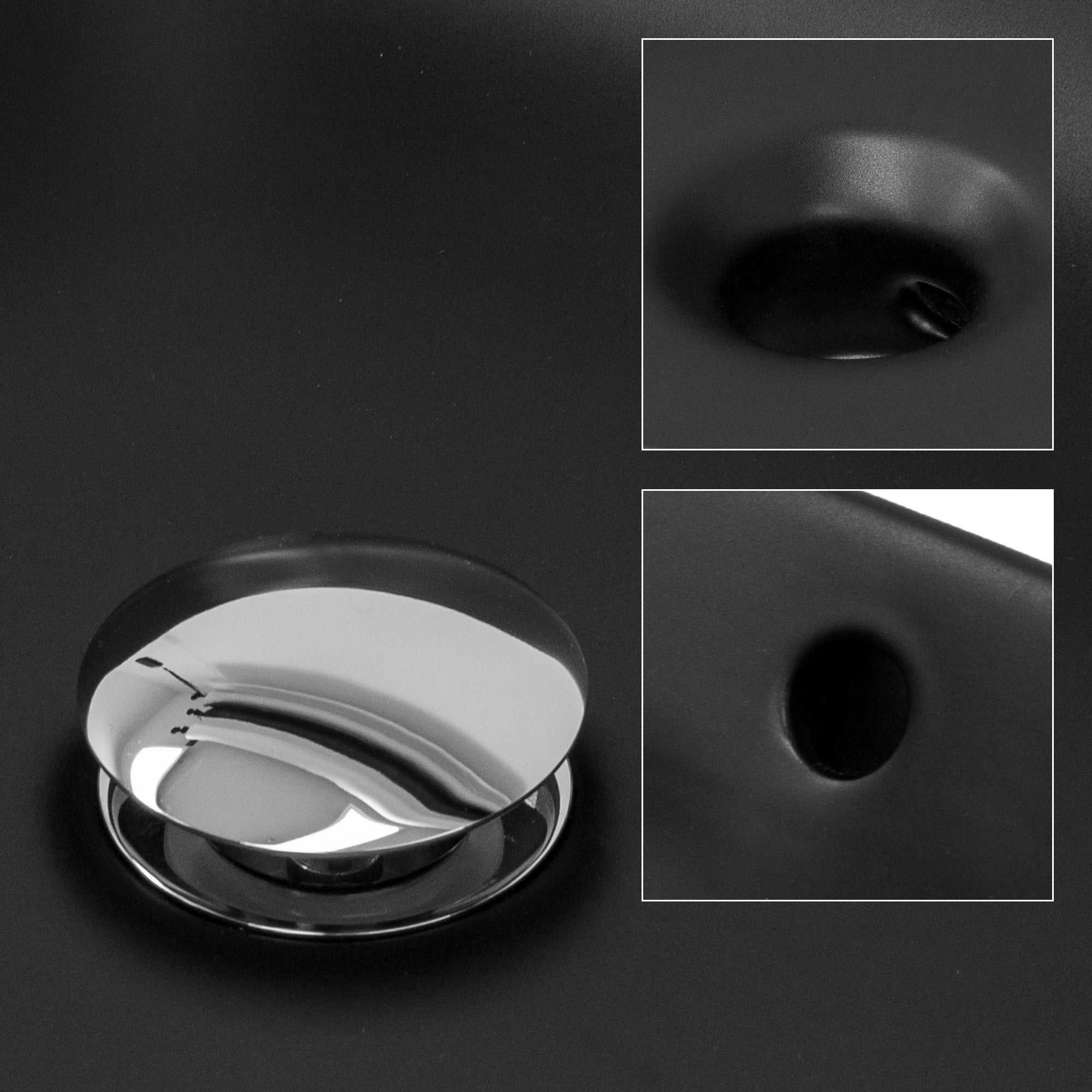 LuxeBath Vasque à poser céramique noire 59 cm avec bonde
