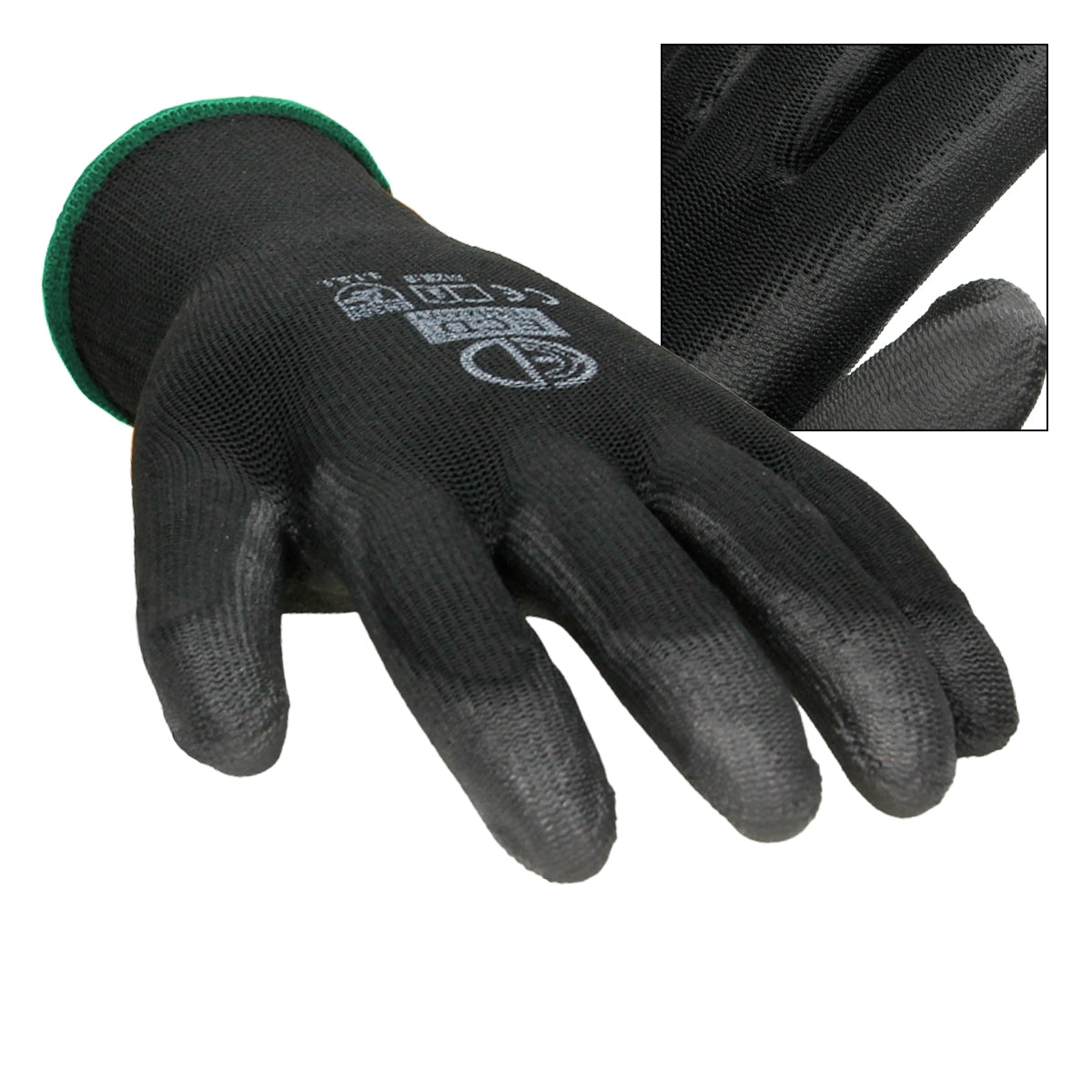 ECD Germany gants travail PU noir XXL lot 72 paires
