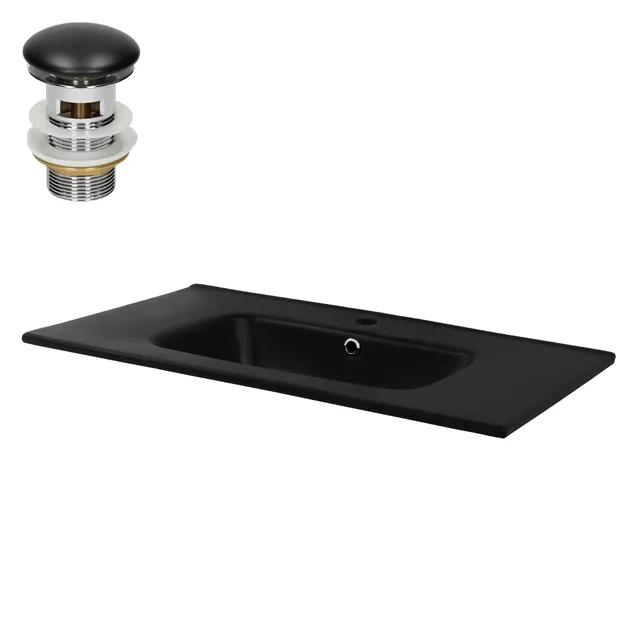 ECD Germany Sanitair vasque 81x46 cm noir céramique + bonde