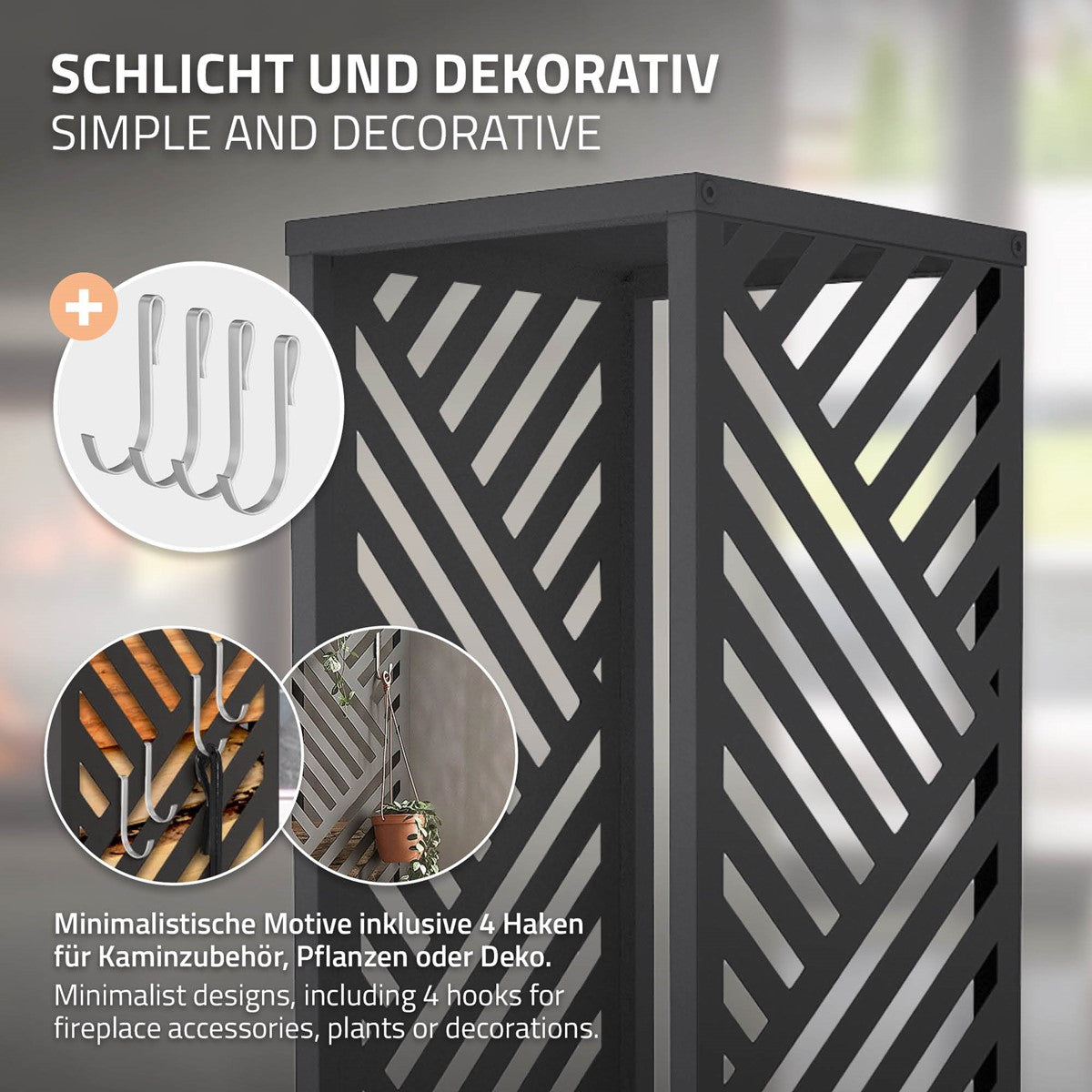 ECD Germany Garten range-bûches colonne 37,5x37,5x112 anthracite