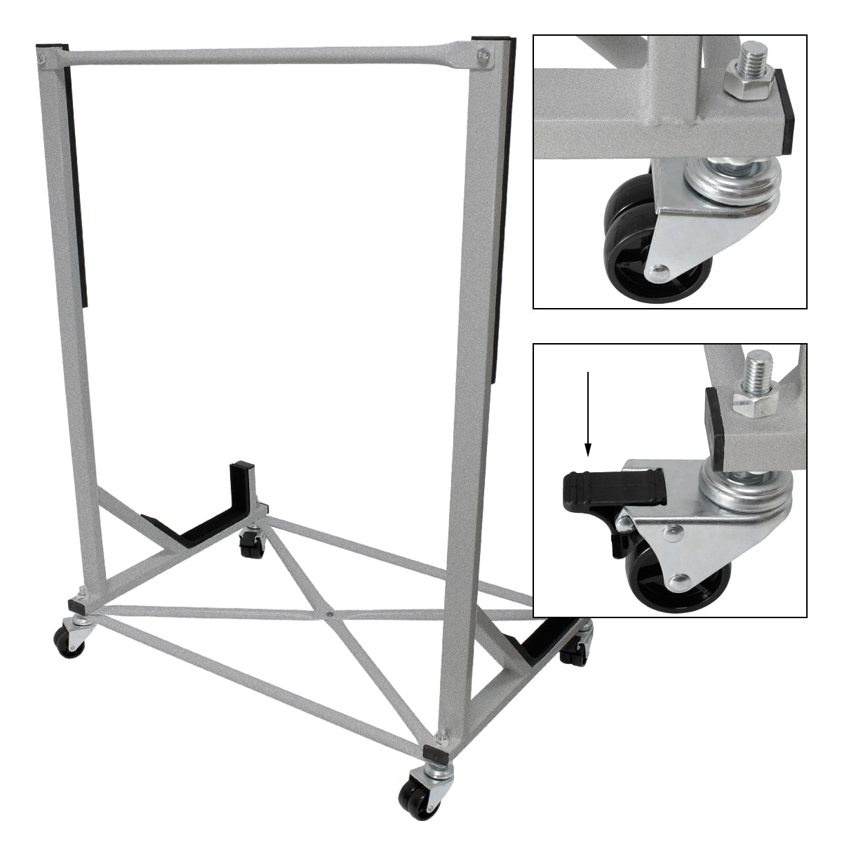 ML-Design support hardtop acier argent avec housse XXL roulettes