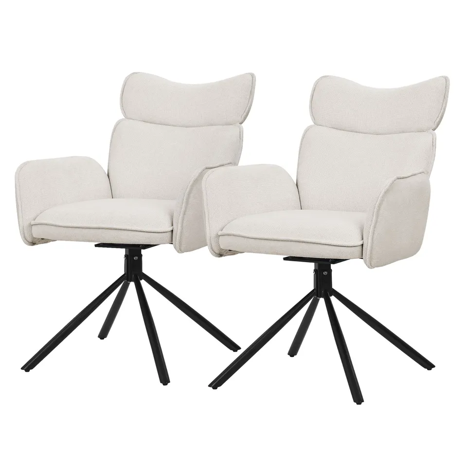 ECD Germany Möbel chaise pivotante beige lot 2 tissu 120 kg