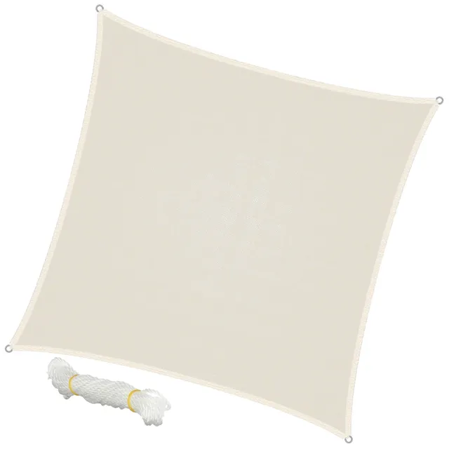 ECD Germany Garten voile d’ombrage carrée 5x5 m crème HDPE