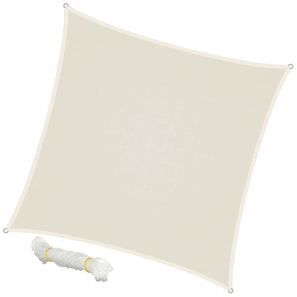 ECD Germany Garten voile d’ombrage carrée 5x5 m crème HDPE