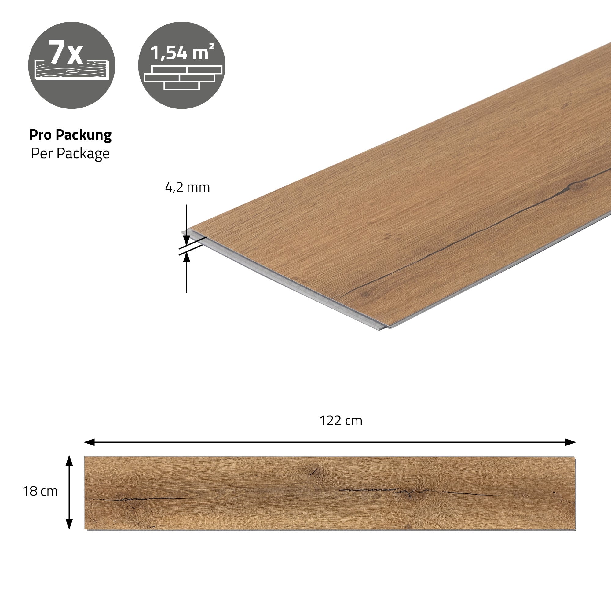 ML-Design Sol Vinyle Clic Chêne Rustikal 3,08 m² 14 Lames
