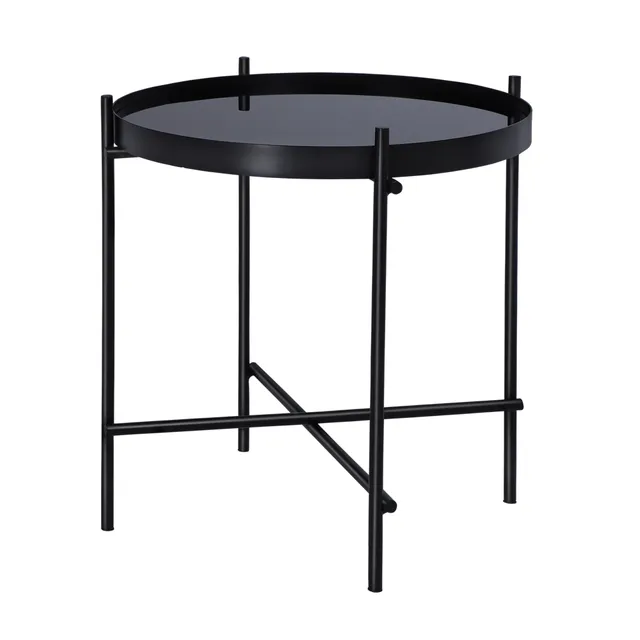 ECD Germany Möbel Table d appoint ronde 43x45 cm noir verre métal